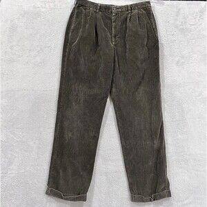 Brooks Brothers Corduroy Pants Elliot Cuffed 35x33* Pleated Olive Green